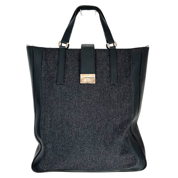 Tiffany & Co. Handbags - Tiffany & Co Smooth Leather & Grey Wool Conner Slim Tote Laptop Bag Authentic